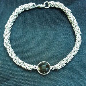 925 sterling silver smoky quartz byzantine bracelet